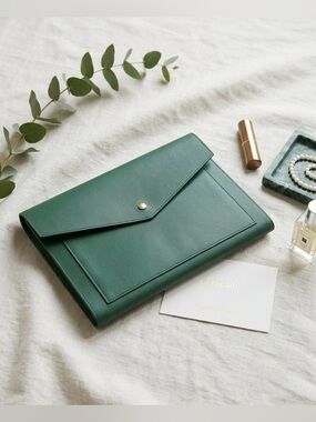 Glass and Ladder Co. The Megan Portfolio Clutch in Olive Green